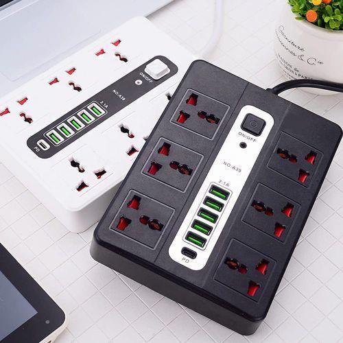 Generic Multi-Purpose 6-Way Universal Power Extension Socket with USB Charging Ports & Master Switch with 3 Meter Cable - image 2
