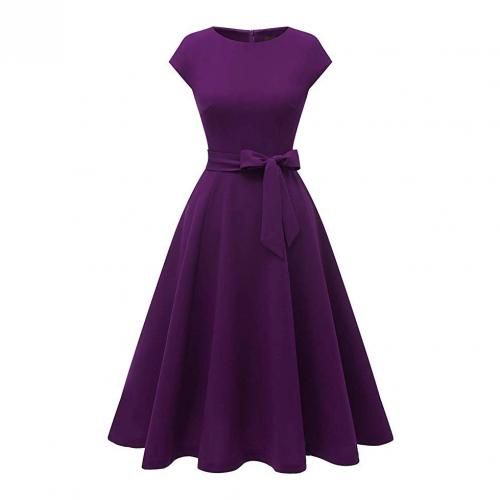 Style Addiction Belted Cup Sleeves Swing Dress - Purple | Jumia Nigeria