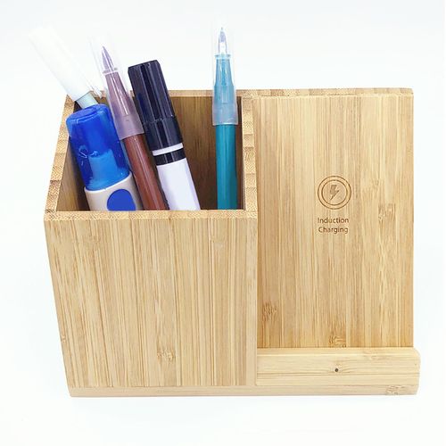 Bamboo pen holder with charger