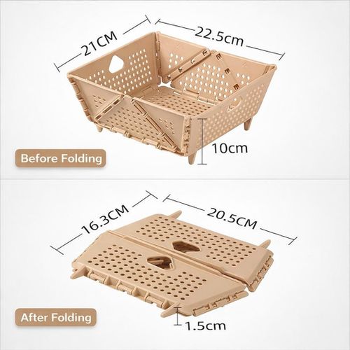 Generic Foldable Vegetable Washing Basket 2pcs – Food Grade Draining Colander, Space Saving Kitchen Basket (Beige) - image 3
