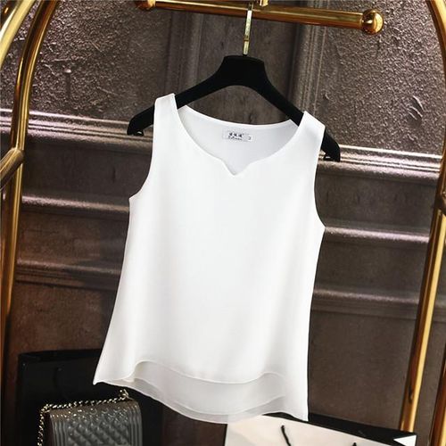 Womens V-Neck Sleeveless Chiffon Top Summer Chiffon Tank Top