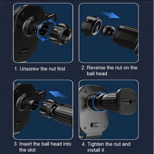 product_image_name-Generic-Universal Car Phone Holder - 360° Rotation Air Vent Mount Stand - Black  -5