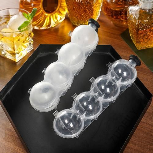 4 Hole Ice Cube Makers Round Ice Hockey Mold Whisky Cocktail Vodka