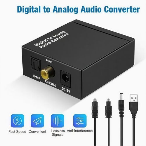 Generic Digital to Analog Audio Converter - Coaxial/Toslink Input, RCA Output, Black - image 6