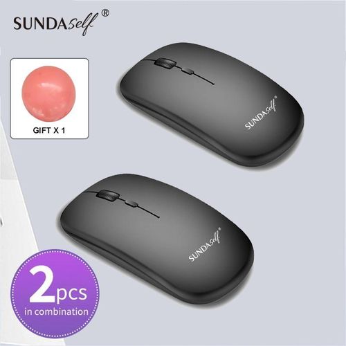 SUNDASELF 2.4G Rechargeable Wireless Mouse Bluetooth 2 Modes Black*2