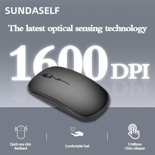 SUNDASELF 2.4G Rechargeable Wireless Mouse Bluetooth 2 Modes Black*2 - image 6