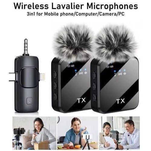 Generic F11 2N1 Wireless Collar Microphone With Furry Square Mark IPhone&Android