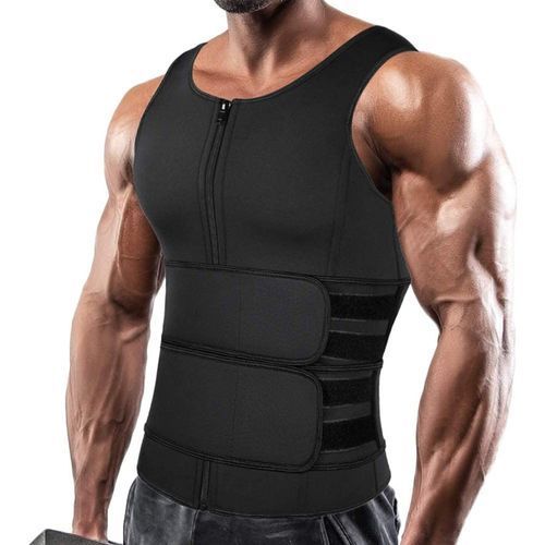 Fashion Corset Mens Slimming Belt Fitness Neoprene Sauna Suit For Men Waist  Trainer Vest Zipper Body Shaper With Adjustable Tank Top