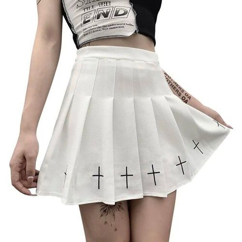 Fashion Women High Waist Gothic Punk Mini Skirts Ladies Cross