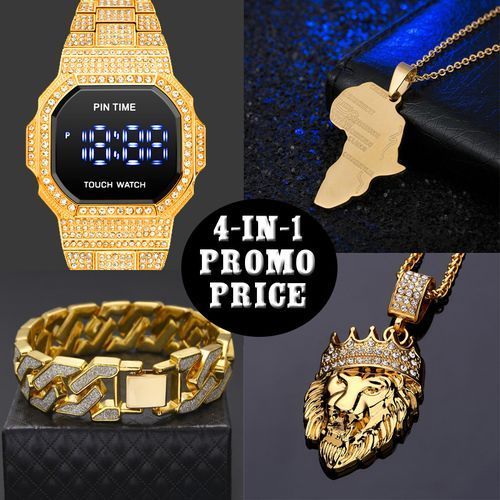 Pin Time Top Sophisticated Gold Stone Stud Digital Unisex Wrist