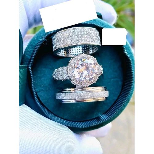 product_image_name-Fashion-True Love Crystal Wedding Ring Set (Non Fading) Super Sparkling and a Radiant Silver Band-1