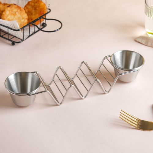 Generic Stainless steel Taco rack by 3 with 2 sauce holders