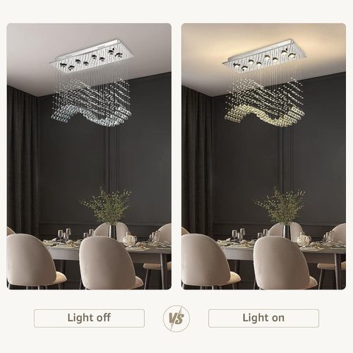 Generic Modern Wave Rectangular Raindrop Crystal Chandelier 600mm With Free gift