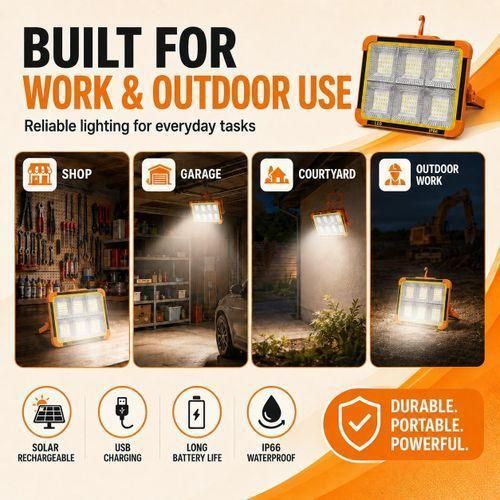 Generic Solar Rechargeable LED Floodlight -  6-Panel Design & IP66 Waterproof - image 4