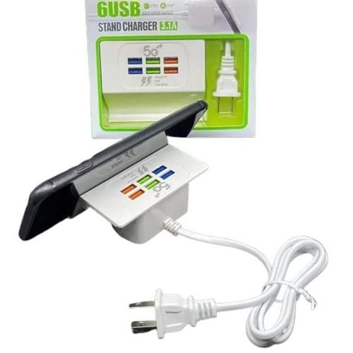 Generic Original 5G 6 USB Ports High Speed Socket Stand Charger White