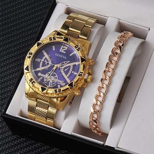 product_image_name-GENEVA-2-in-1 Stainless Steel Watch & Bracelet Combo – Non-Tarnish Luxury Set-1