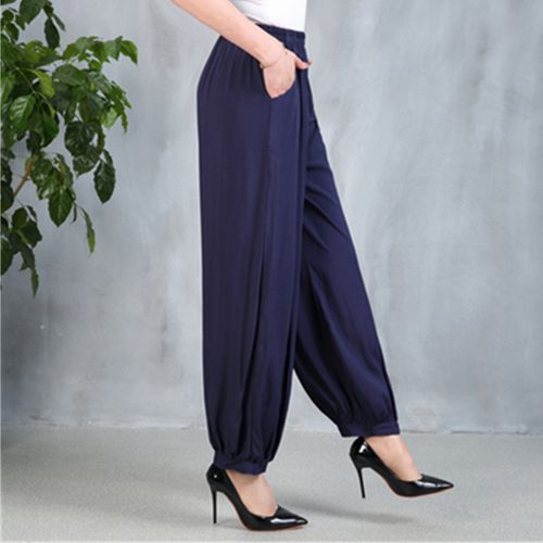 Fashion （Navy Blue）UHYTGF Trousers For Women 2021 Fashion Cotton