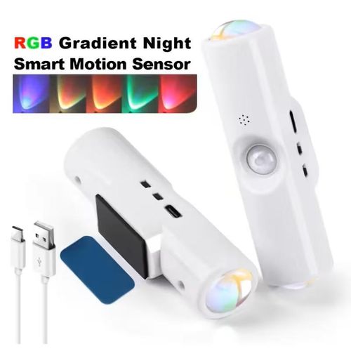 Generic RGB Smart Motion Sensor Wall Light, LED Motion Sensor Light, RGB 7-Color, Sunset Ambiance Night Light, USB Convenient Charging, Smart Human Motion Sensing Automatic Lighting - image 3