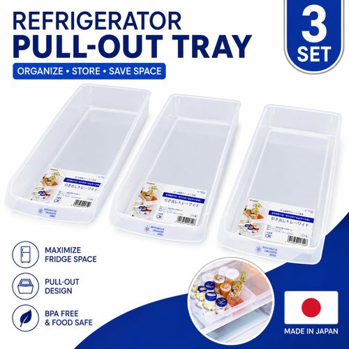 Generic 3Pcs Refrigerator Pull-Out Storage Tray Set – Clear Wide Fridge Organizer