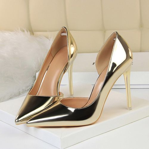 Fashion High-heeled Shoes For Women Golden Heels Large Size
