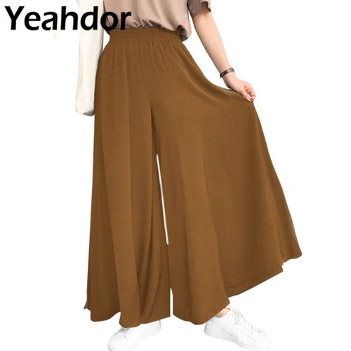 Womens Palazzo Long Pants High Waist Wide Leg Stretchy Loose Fit