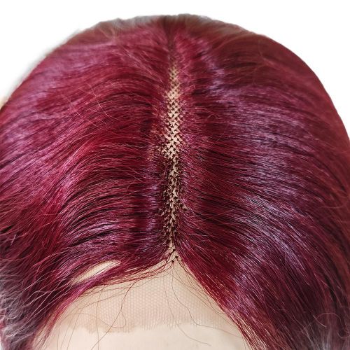 product_image_name-Noble-Human Black Pearl Burgundy MASSEY STW LACE WIG 24" M99J Color Straight Hair Lace Hair Wig X Real Hair Lace Wig For Women-3