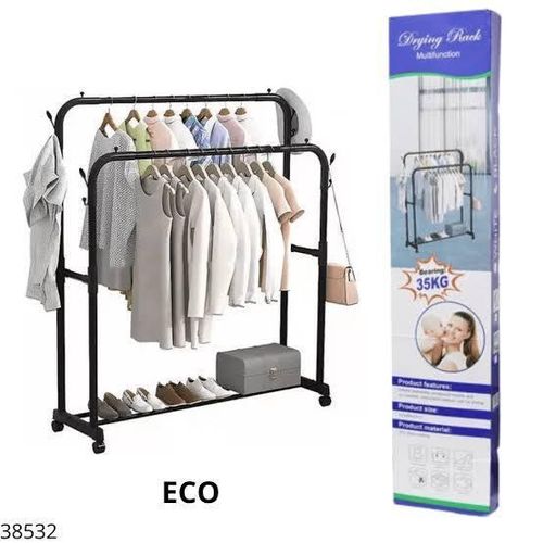 Generic Heavy-Duty Double Rail Garment Rack with Wheels – Multifunctional Clothes Drying & Storage Rack - image 3