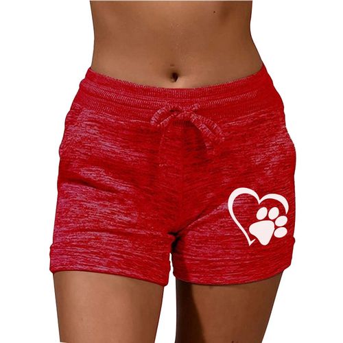 Fashion Women's Shorts Summer Gym Shorts Cute Dog Claw Mid-Waist