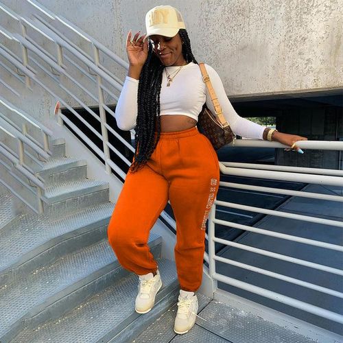 Generic Sexy High Waist Letter Print Fleece Sweatpants Trousers 2021 Fall Winter Black White Baggy Joggers Women Sweat Pants With Pocket Jumia Nigeria