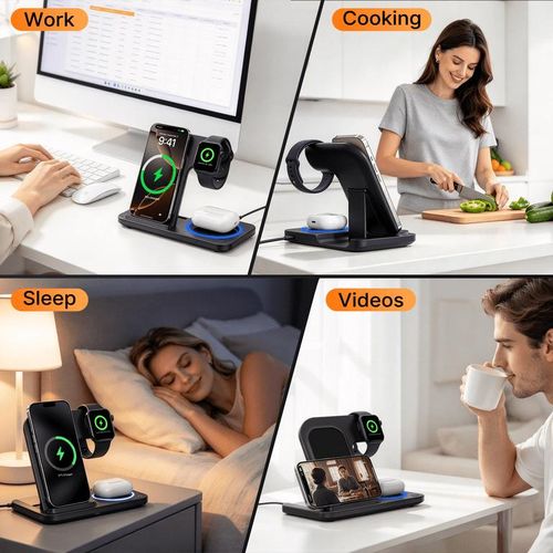 Generic 3-in-1 Wireless Charging Station Fast Charging Stand Qi Certified Wireless Charger - image 3