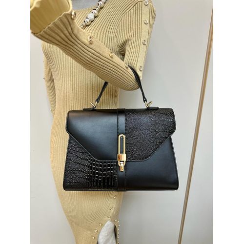 product_image_name-Fashion-2pcs Black-PU Leather Vintage Luxury Women Handbag + Purse-1