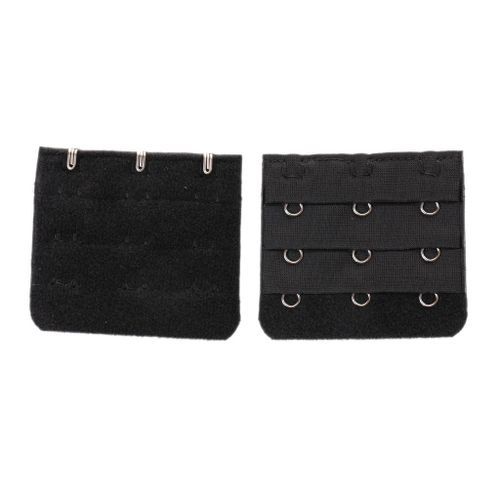 Fashion 5pcs Elastic Bra Strap Extension Bra Extenders 3x 3 Hook Black Black