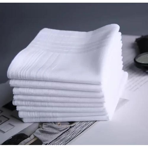 Fashion 12Pcs Pure Cotton Handkerchief: White