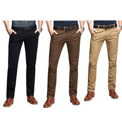 Fashion Three In One Smart Chinos Black + Chocolate Brown + Brown ...