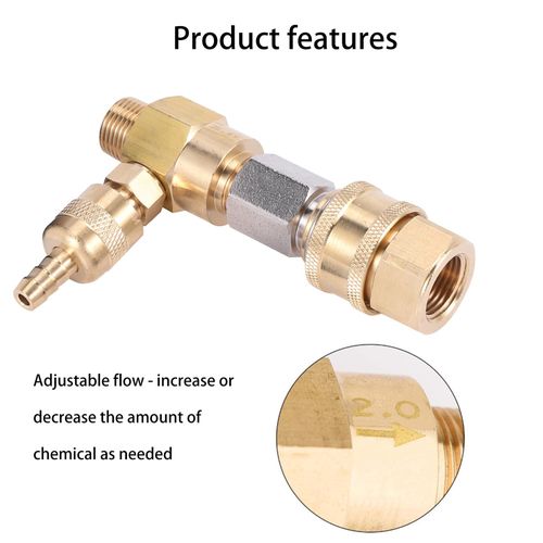 Downstream Injector for Pressure Washer, Power Washer Chemical Injector Kit  with 3/8 Inch Quick Connect, 4000PSI Adjustable Soap Dispenser