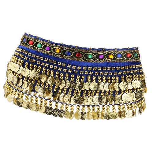 Belly Dance Hip Scarf, Gold Coins Belly Dance Costume Skirt Wrap Belt