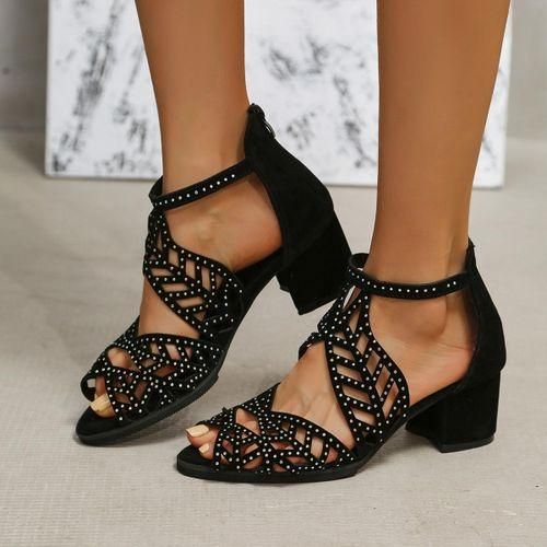 Ladies black sandals discount