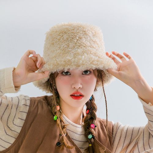 Fashion （Beige）2022 Womens Felt Hat Winter Fedora Bucket Hat