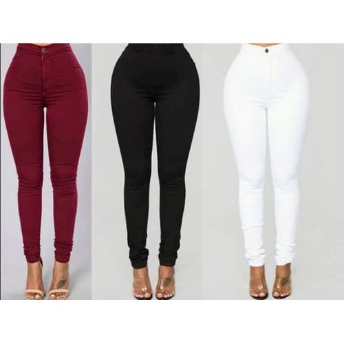 Fashion 3 In 1 Ladies Sexy Slim Fitted Jeans-Black/White/Wine | Jumia ...