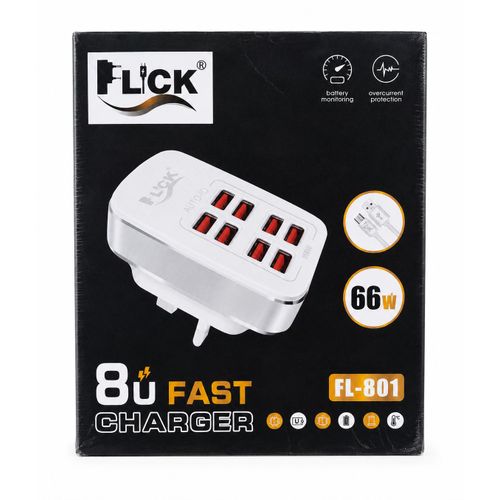 Flick  66W USB Fast Charging Wall Charger with Data Cable