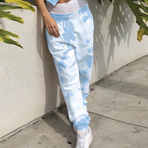 Fashion Sexy Tie-Dye Big Size Sweatpants Women Elastic High Waist