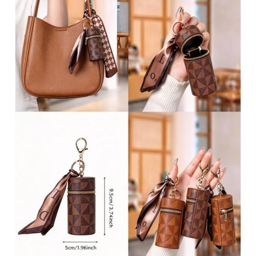 Fashion lip gloss keychain bag scarf ribbon charm ladies handbag accessory - image 6