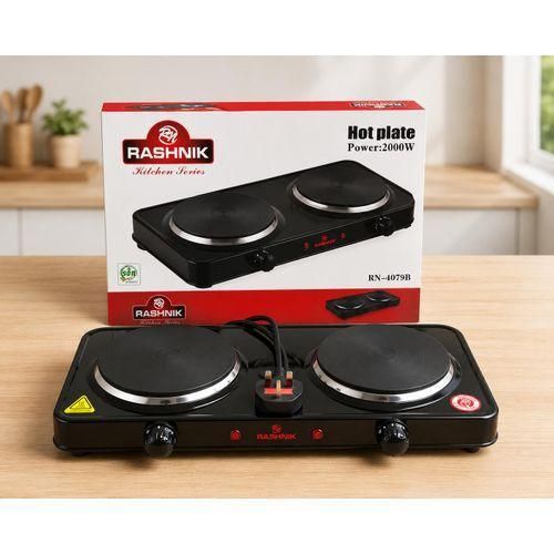 Rashnik 2000W Double Burner Electric Hot Plate – Portable Kitchen Cooker
