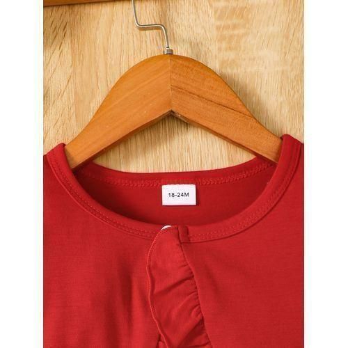 product_image_name-Catpapa-1-6 Years Kid Girl 2PCS Kid Girl Floral Sling Dress With Short Sleeve Overcoat-red-2