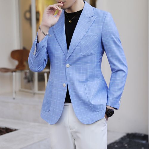 Fashion DX6802 Sky Blue Luxurious Fashion Jacquard Striped Plaid