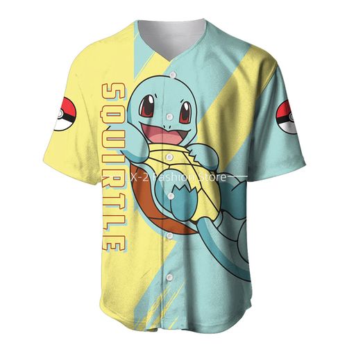 Generic Pokemon Squirtle Baseball Jersey Mens Women Short