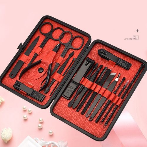 Black Manicure Kit Nail Clipper Nail Cutter (Set Of 12)