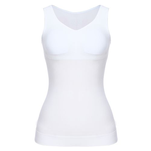 Fashion (White)Women Cami Shaper With Built In Bra Tummy Control Camisole Tank  Top Underskirts Shapewear Slimming Body Shaper Compression Vest XXA