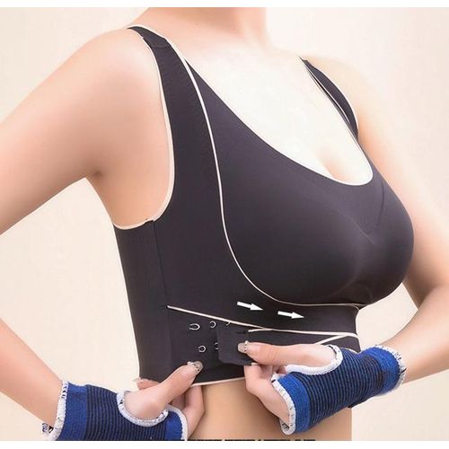 Generic Quick Dry Sports Backless Bra For Women Cross Elastic Buckle Anti- Sweat Padded Push Up Bra Gym Running Fitness Workout S