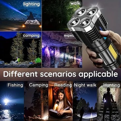 product_image_name-Generic-Strong Light Flashlight Rechargeable 1800 Capacity Battery 4 LEDs-6